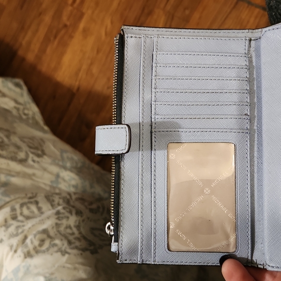 Michael Kors Jet Set Travel Double Zip Wristlet Dark Chambray Blue Mk Signature - Picture 6 of 8